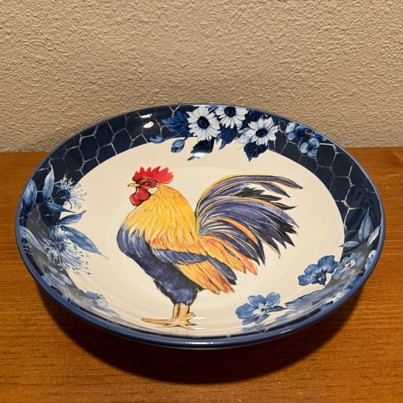 Farmhouse Rooster Bowl, Extra Large Colorful Ceramic Serving Bowl, Rooster Decor - Picture 7 of 15